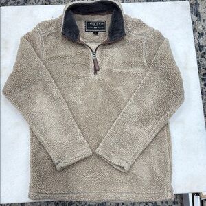 True Grit Tan Zip Up Sweater with Fleece Texture